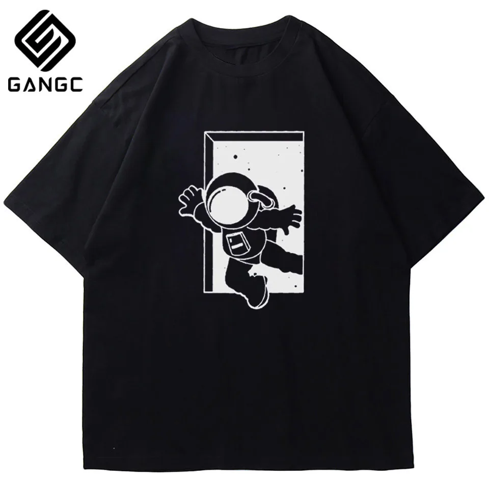 

Cotton casual short sleeve Funny design astronaut printing men T shirt o-neck knitted Vintage fabric street men t-shirt