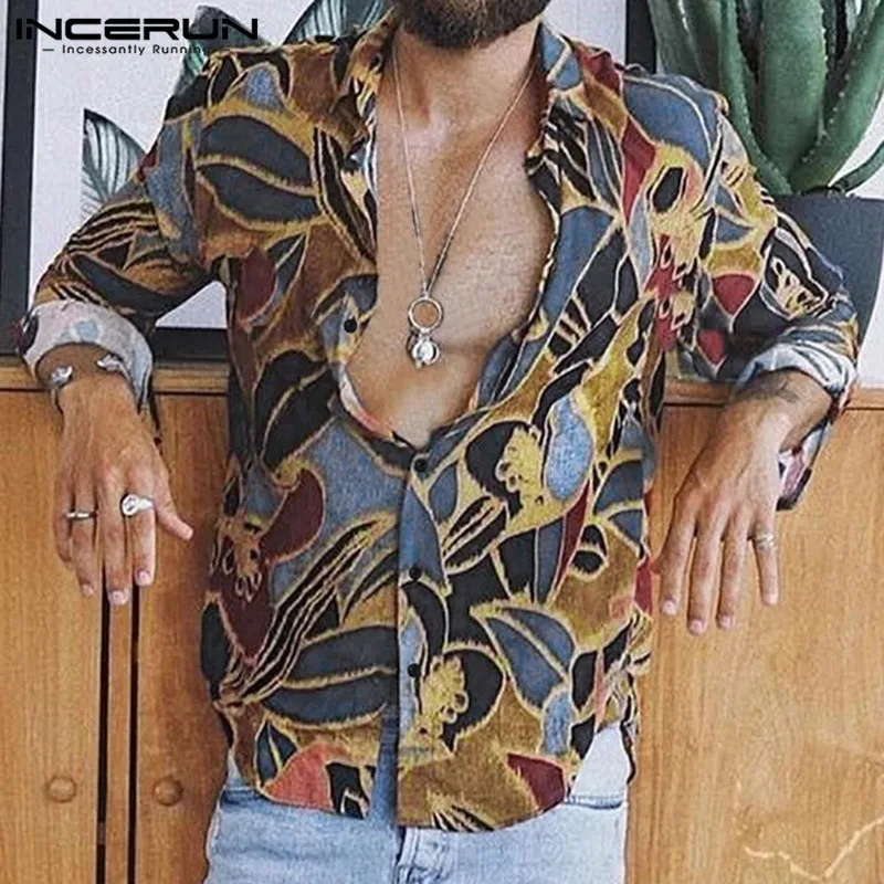 INCERUN Fashion Printing Men Shirt Long Sleeve Turn-down Collar 2020 Blouse Vacation Streetwear Casual Hawaiian Shirts Men S-3XL INCERUN Fashion Printing Men Shirt Long Sleeve Turn-down Collar 2020 Blouse Vacation Streetwear Casual Hawaiian Shirts Men S-3XL
