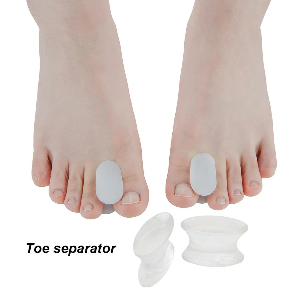 Separadores de silicona para dedos de los pies, separador de pulgar, Corrector de juanete, Alisador, buen Hallux Valgus y efecto de deformidad, 1 par|Separadores del dedo del -