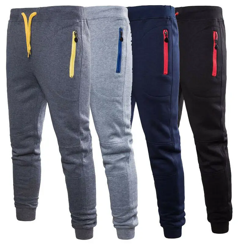 Mejor vendedor  Pantalón para correr de corte ajustado para hombre, pantalones ajustados de lana con bolsillos con cremallera, para gimnasio, invierno, M-XXXL p3KZxQQn3