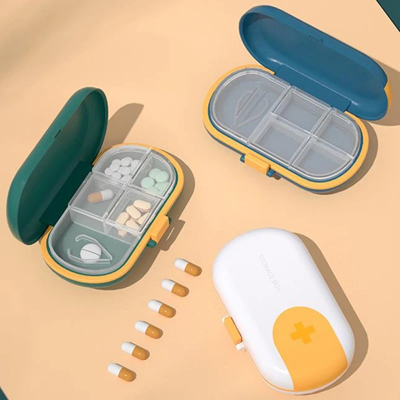 Portable Pill Box Distributed Small Mini Large Capacity Storage Travel Sealed Moisture-proof Medicine Dividable Tablet | Красота и