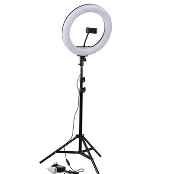 

14" Ring Light Makeup Lamp Bi-color 3200K-6000K LED Ringlight Studio Annular Ring Lamp for YouTube Video Photo Tripod