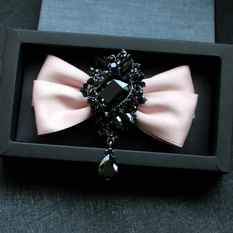Rhinestone Bow Tie Элегантный мужской и женский деловой Свадебный бант для подарков Галстук-платок винтажная эластичная лента с Черными Стразами Галстук-бабочка ленточка с бантиками - Цвет: Rhinestone Bow Tie