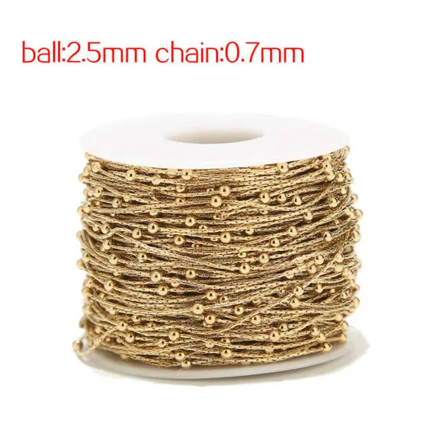 

1M/2M/5M/10M Gold Tone Stainless Steel 2.5mm Ball Chains Necklace For DIY Jewelry Making Findings High Quality