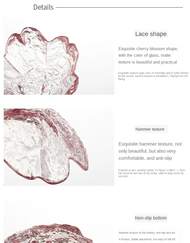 Flower Shape Plate Gold Saucer Cherry Blossom Dish Pink Petal Dish Household Sauce Dipping Dish Seasoning Dish Crystal