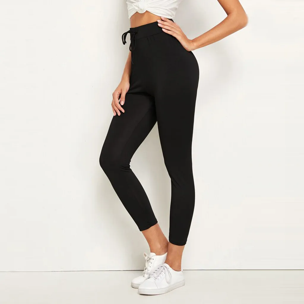 

Women Leggings Compression Fitness Pants Base Layer Pants Solid Black Leggings Slim Casual High Waist Running Pants #LR25