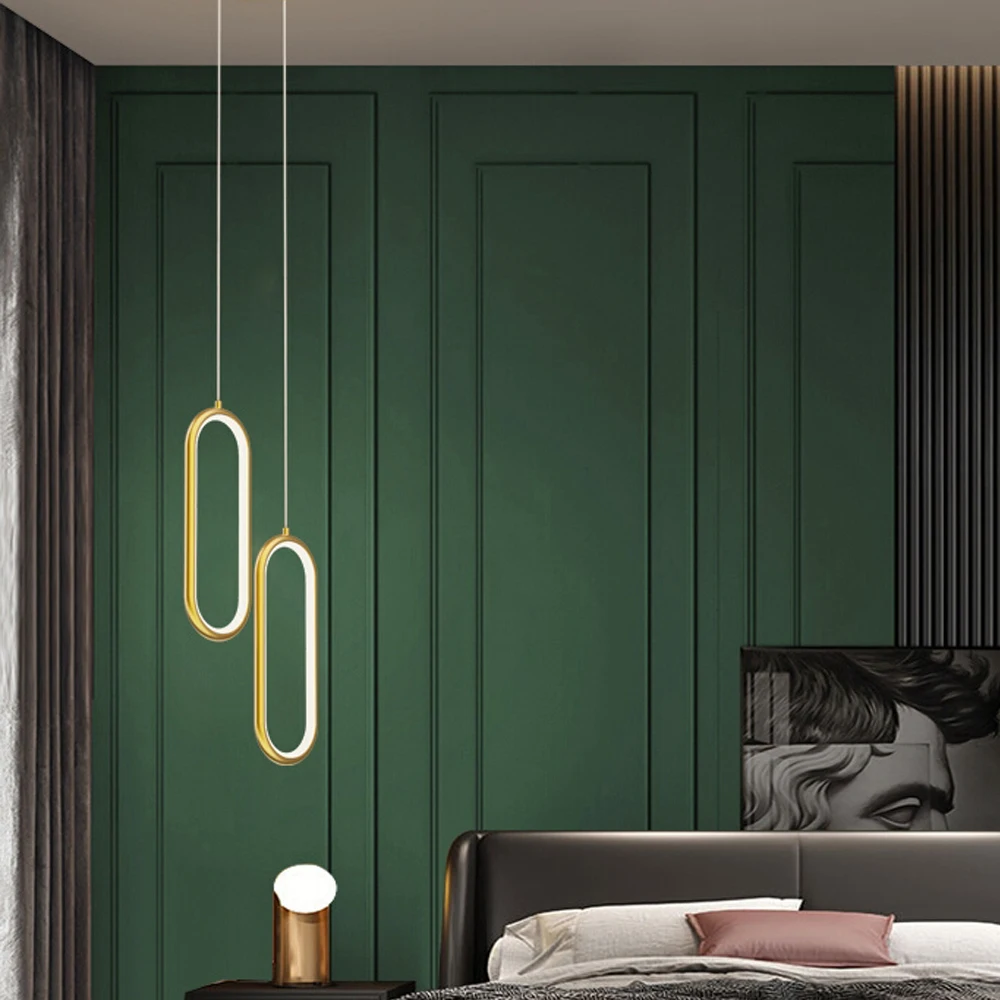 Gold Chrome Plating Modern Led Bedroom Bedside pendant Lights Dinning room Kitchen island Led Pendant Lamps Indoor Fixture