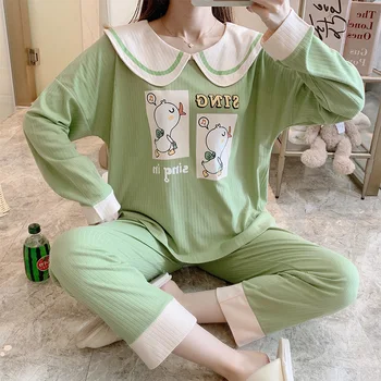 

Spring 2020 Women's Comfortable Pajamas Long Sleeve Pajama Set Home Wear Cute Pajama Girl Pijama Mujer