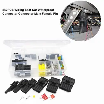 

240PCS Wiring Seat Car Waterproof Connector Male Female Pin/ Socket Wiring Spring Terminal Set for Cars Motorcycles Trucks Ships