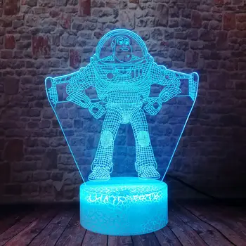 

Light-up Buzz Lightyear Cartoon Model 3D Illusion LED Kids Nightlight Colorful Light Toy Story 4 Anime Figure Toys