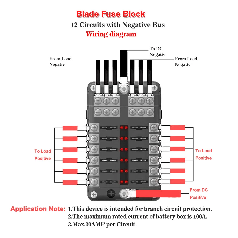 6-Way or 12-Way Car Boat Blade Fuse Box Block Holder LED Indicator 12V 32V Auto Marine Waterproof Power Distribution Panel Board fuse box holder fuse holder fuse box marine fuse block power distribution block