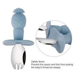 Juego de tenedor para bebé, cuchara ergonómica ligera a prueba de golpes para cocina, 5 colores, atractiva, 1 Juego