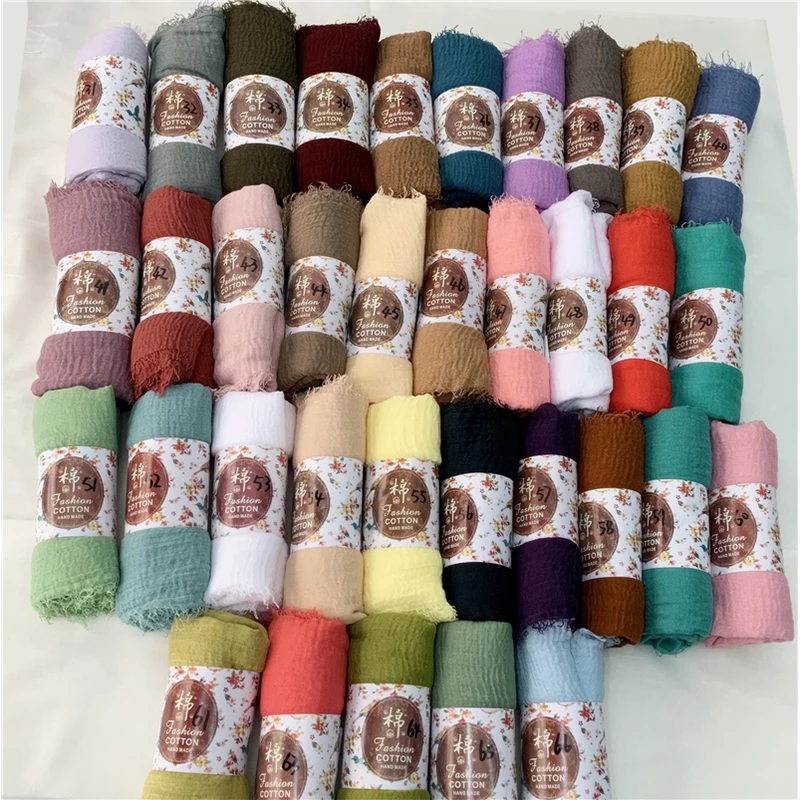 Женский шарф из муслина Foulard мягкий хлопковый однотонный теплая шаль для зимы и