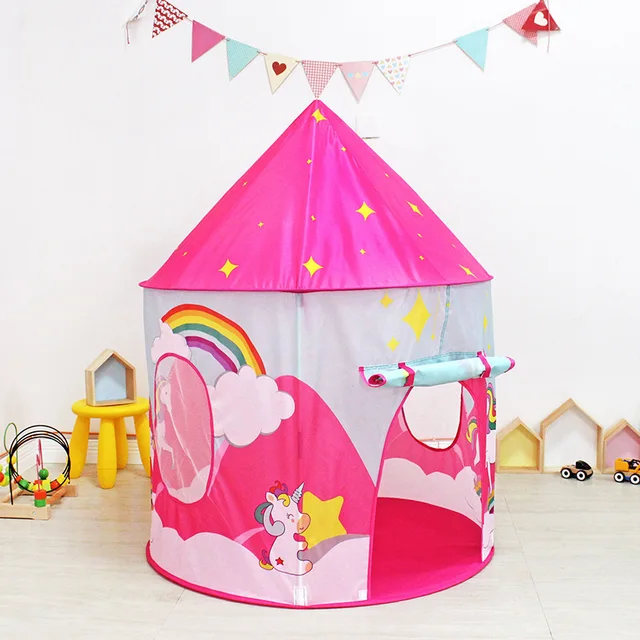 Children Tent Unicorn Three-Piece Playhouse Portable Tent Folding Girl Indoor Ocean Ball Pool kids Outdoor Play Tent Baby Gift 4