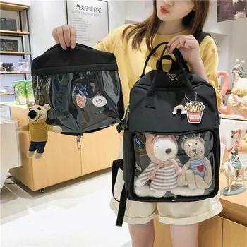 

Detachable Women Transparent Backpack College Student School Bags for Teenage Girls Bookbag female Travel Backpacks mochila