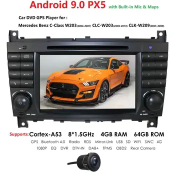 

4G 64G Android 9.0 2 DIN Car DVD GPS For Mercedes/Benz W203 W209 W219 A-Class A160 C-Class C180 C200 CLK200 radio stereo dab swc