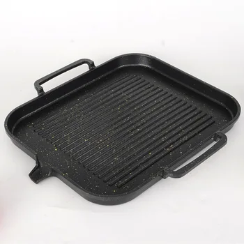 

Frying Pan Korean Induction Cooker Baking Tray Square Barbecue Tray Teppanyaki Smokeless Non-stick Barbecue Pot Barbecue Supplie