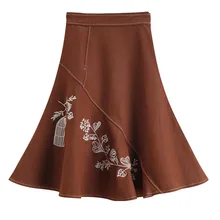 iMucci 2020 New Spring Summer High Waist Loose Vintage Embroidery Big Size Korean Fashion Women Skirt Tide TM1408