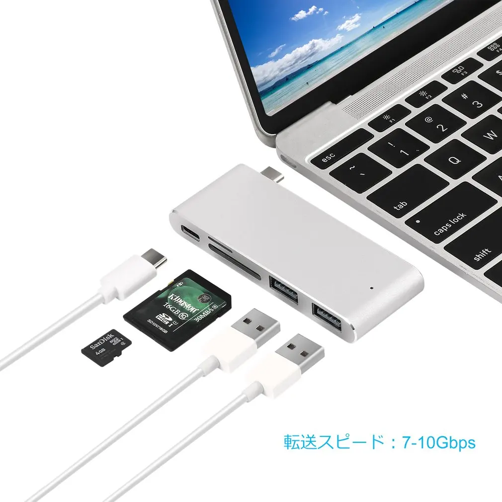 USB-C 3,1 концентратор PD-power с защищенным цифровым/TF кардридером для Apple для Macbook Ноутбук высокопроизводительный ультратонкий портативный