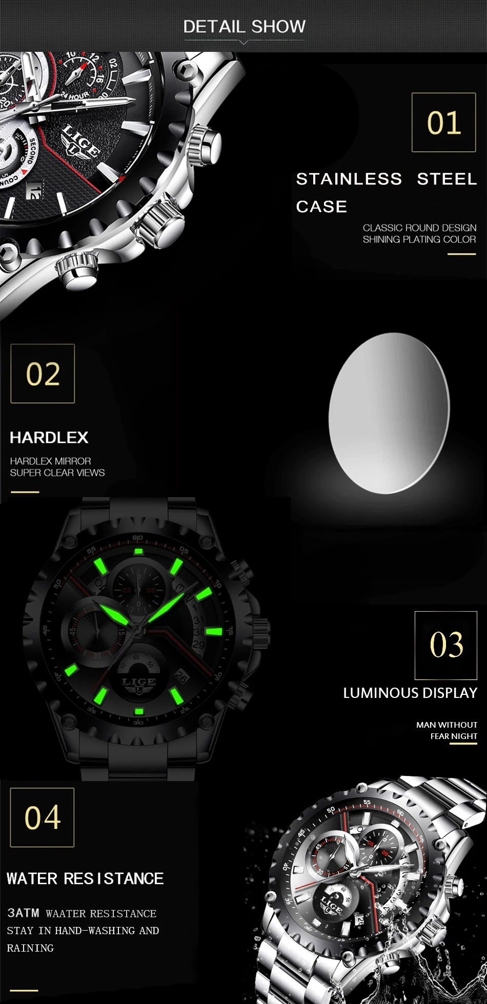 LIGE мужские наручные часы модные спортивные кварцевые часы мужские s лучший бренд класса люкс полный стальной Бизнес водонепроницаемые часы в стиле кэжуал Masculino