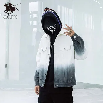 

Spring Autumn male outwear New Men's Zipper Gradient color Jacket Casual Streetwear Hip Hop Slim Fit Pilot Coat jackets men 2019