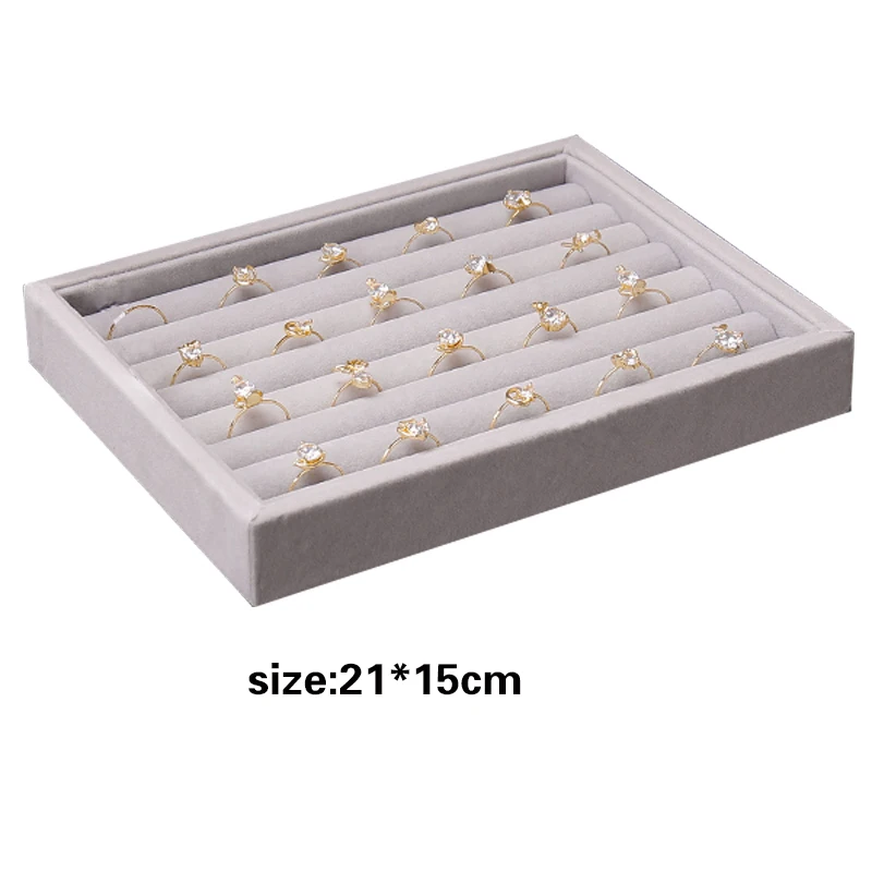 Hot Sales Fashion Portable Velvet Jewelry Ring Jewelry Display Organizer Box Tray Holder Earring Jewelry Storage Case Showcase 