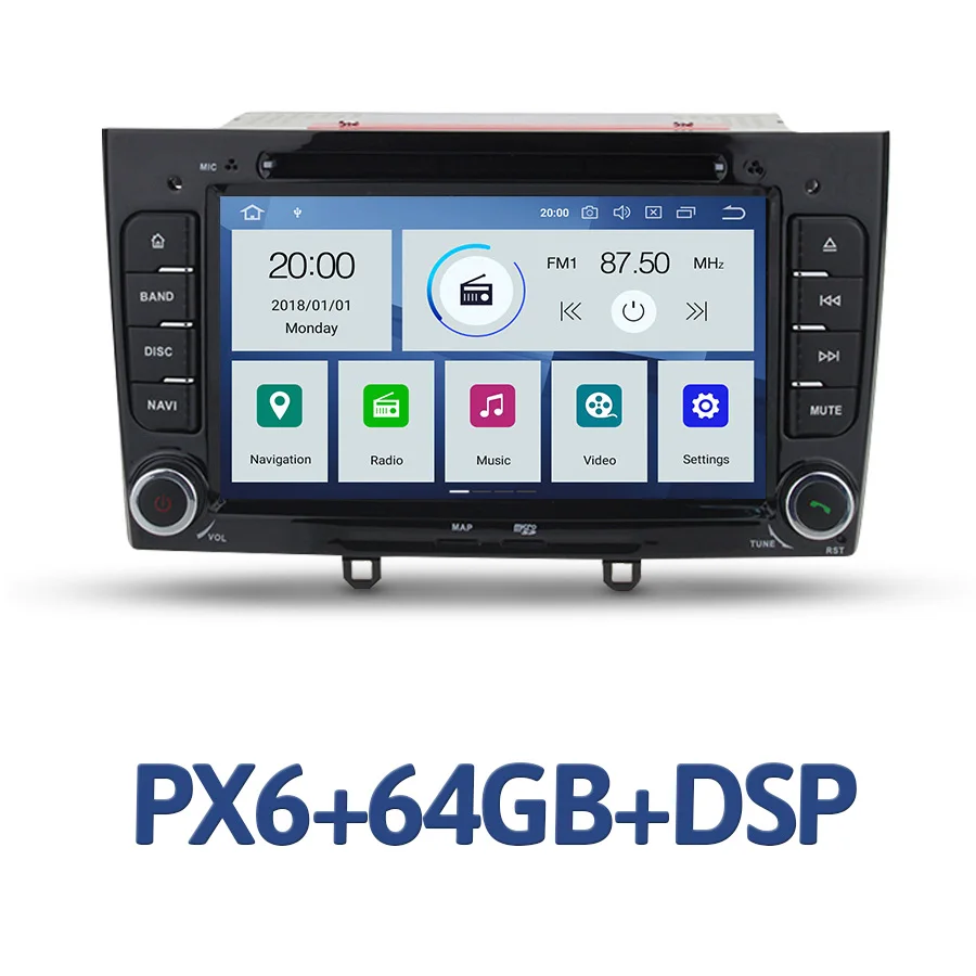 PX5 64GB black DSP PX6 2 din Android 9,0 ips автомобильный dvd-плеер 6 ядер 4G+ 64G rom RDS поддержка Carplay TPMS Авторадио bluetooth для peugeot 308 408 - Цвет: PX5 64GB black DSP