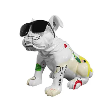

35CM Creative Cartoon Graffiti Bulldog Home Living Room Decor Colourful Lucky Dog Crafts KTV Clothing Store Mall Decor M3266