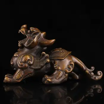 

Wedding Decoration China's Collection Of Old Pure Copper, Hand-made Piuxi Statue, Lion Dog Statue