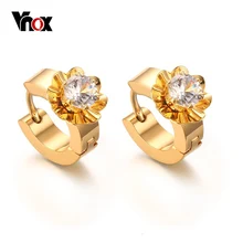 Vnox Симпатичные Золотой Цвет Серьги для Для женщин девочек циркон камень серьга женский Bijoux