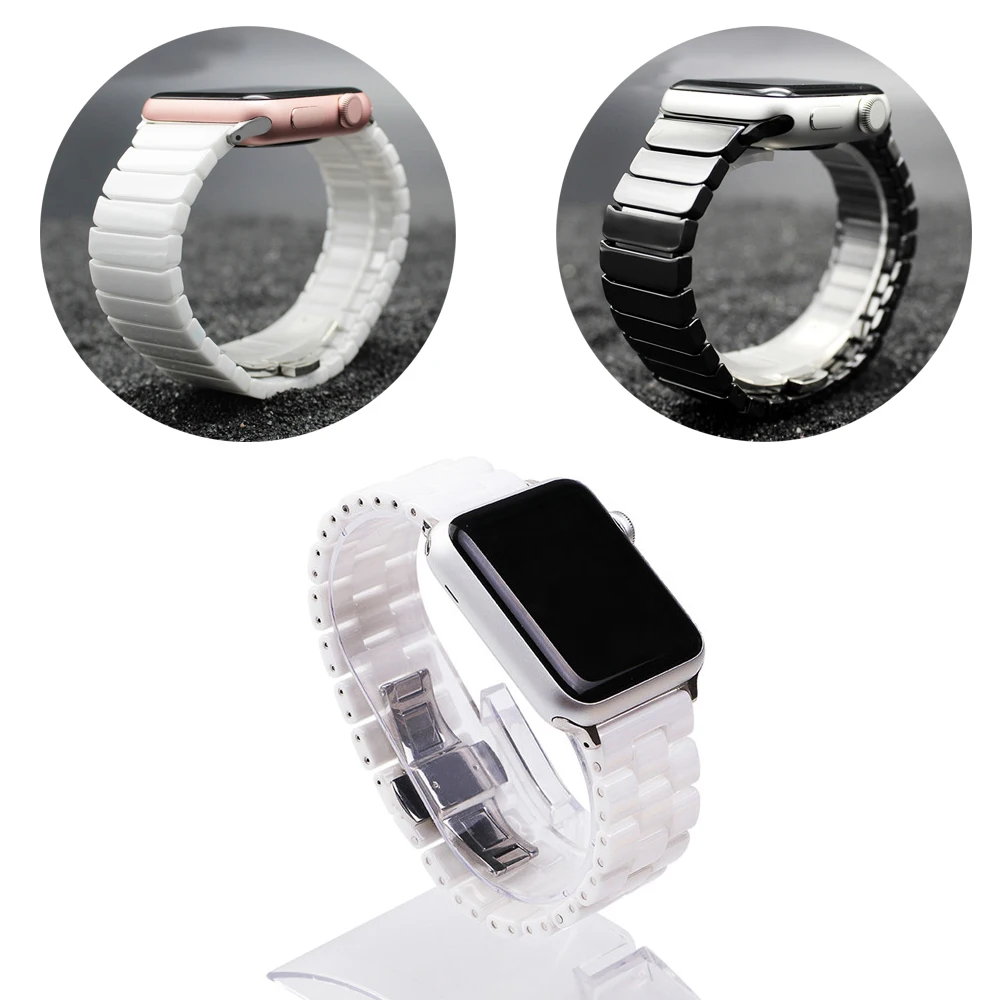

High-end Ceramic Watchband For apple watch band 5 4 44mm 40mm Butterfly Buckle Wristbelt Strap For iWatch Series 3 2 1 38mm 42mm