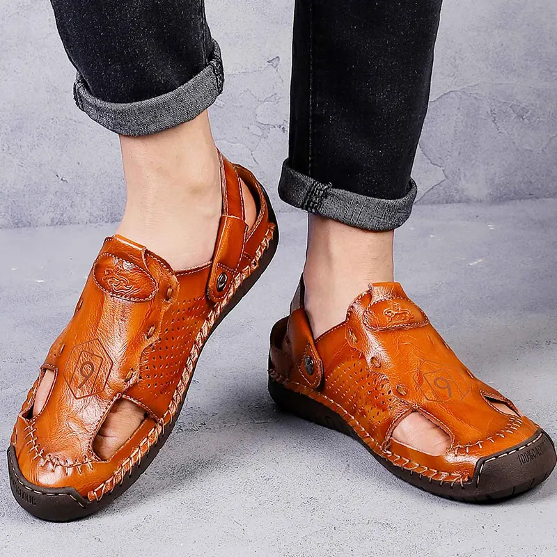 Sandalias romanas para hombre, zapatos De cuero para caminar, Sandalia para verano, 2018|Sandalias de - AliExpress
