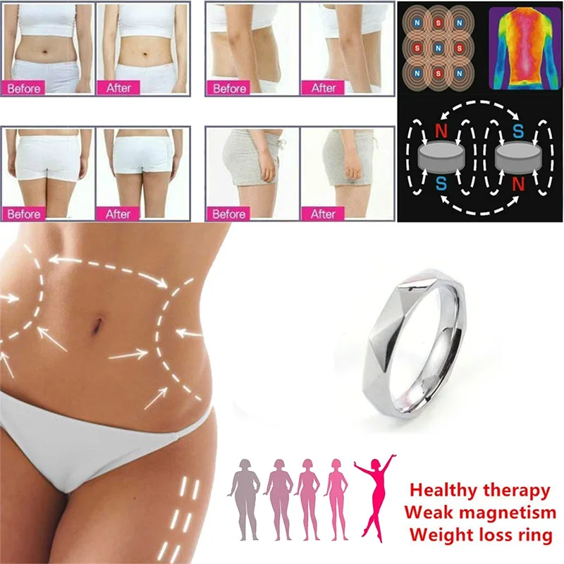 New Fashion Magnetic Therapy Lose Weight Ring Jewelry Ring Health Keep Slim Stylish Metal Touch Acupoint Health Care Finger Ring