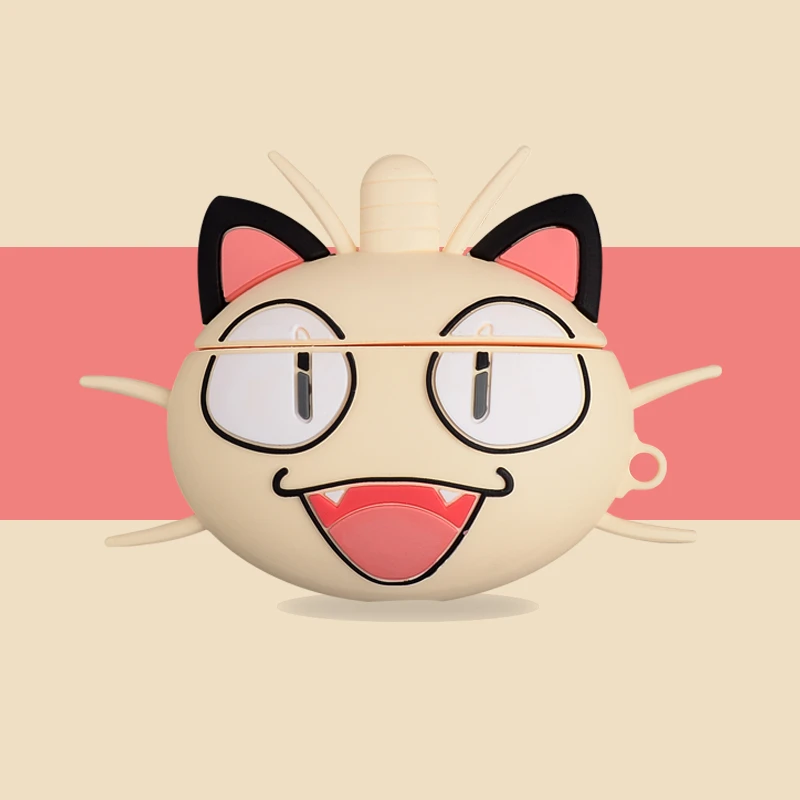 Meowth Bluetooth чехол для наушников Airpods милый силиконовый защитный чехол для Airpods 2 аксессуары брелок стереоскопический чармандер - Цвет: Meowth