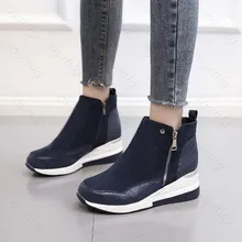 

2021 Plus Size Warm Plush Winter Chunky Sneakers Ankle Boots Women Shoes Ladys Zipper Buckle Thick Sole Platform Zapatos Mujer