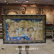 Yilong 3'x4. 5' турецкий Шелковый ковер ручной работы Египетские пирамиды ковер-Гобелен(TJ102A