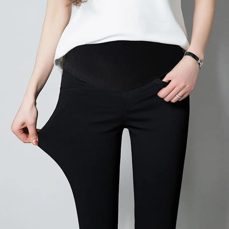 Pregnant Women Leggings Warm Plus Velve & No Velve Nursing Belly Maternity Pants Pregancy Work Clothes Skinny Trousers Black