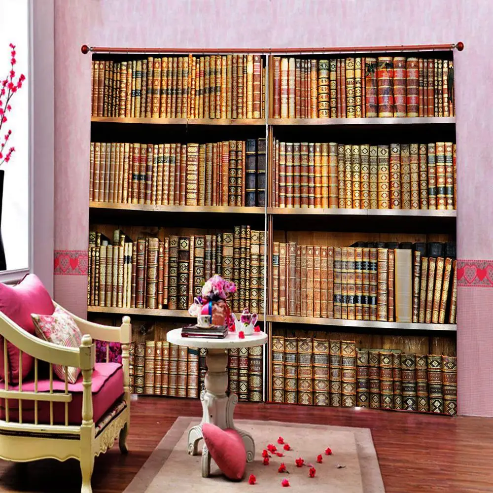 Custom Size Bookshelf Curtains For Living Room Bedroom Library
