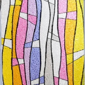 

Color Stripe Pattern Glass Stickers Static Cling Opaque Recyclable UV-Proof Stained Multi-Size Window Covering 23.62''by78.7''