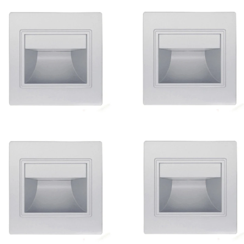 

4Pcs Stair Light Led 3W LED Recessed Wall Light Footlight Step Lamps Indoor Background Lighting Nightlight Stairway Corridor wit