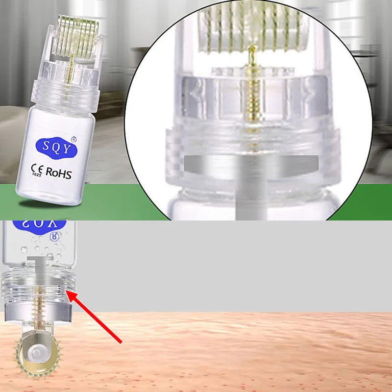 192 игл Дерма ролик титановый микроиглы Гидра ролик золотые наконечники Антивозрастной для ухода за кожей гиалуроновой кислоты