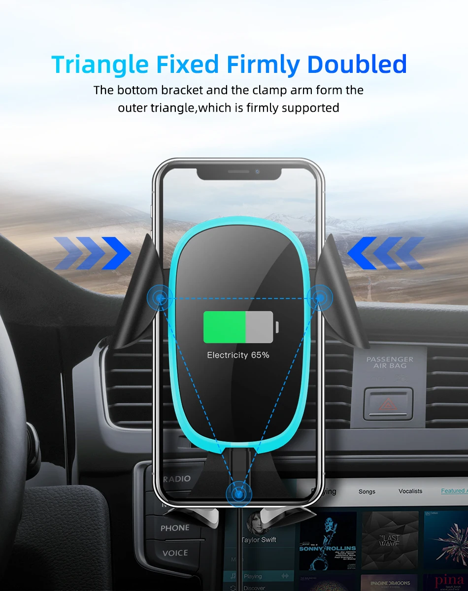 Qi автомобильное беспроводное зарядное устройство гравитационный держатель для телефона iPhone Xs Max Xr X samsung S10 S9 Быстрая зарядка Автомобильный держатель для телефона