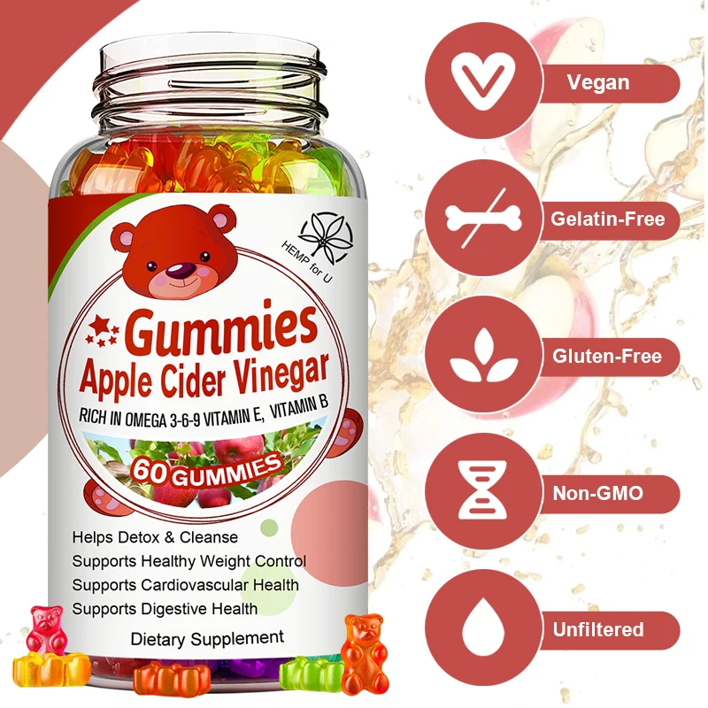 Hemp for U 30pcs Apple Vinegar Candy Gummies Slimming Weight Loss Detox Beauty Products Burning Fat Health Care | - Цена: US $6.44