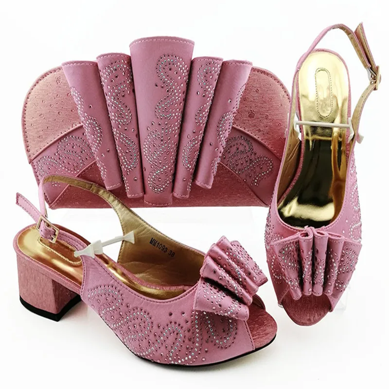 Capputine/Модный свадебный простой комплект из обуви и сумки; женские вечерние туфли-лодочки в африканском стиле и сумочка в комплекте - Цвет: Розовый