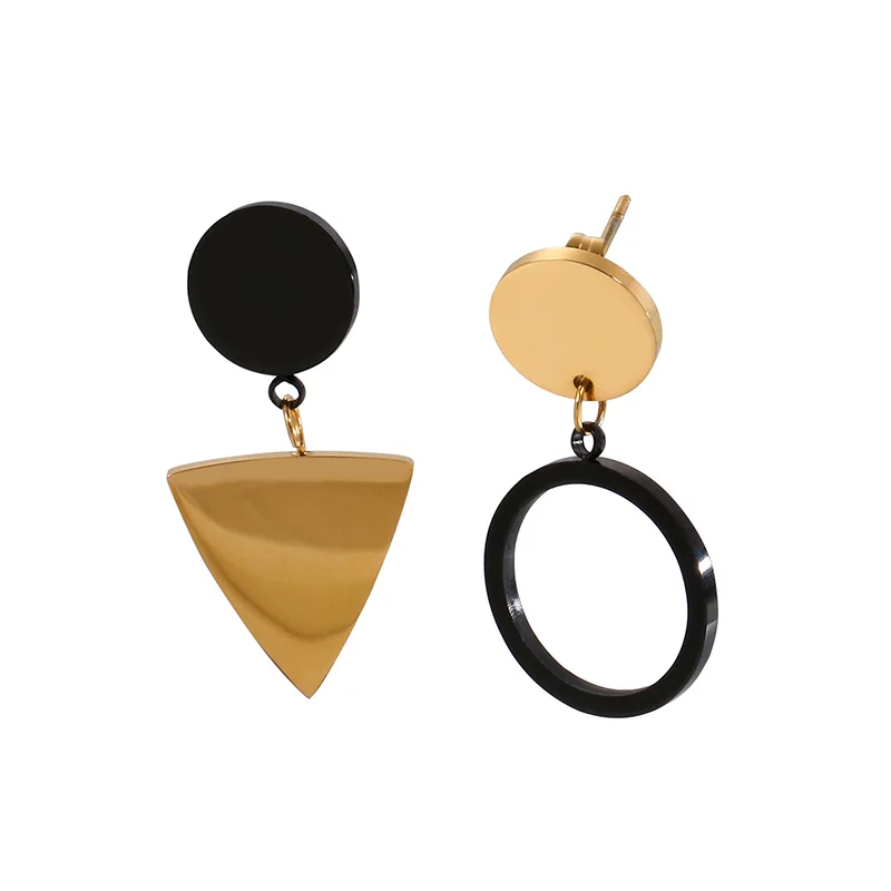 SEROPAL, черные серьги-капли из нержавеющей стали для женщин, модное ювелирное изделие, подарок, винтажные геометрические золотые асимметричные серьги