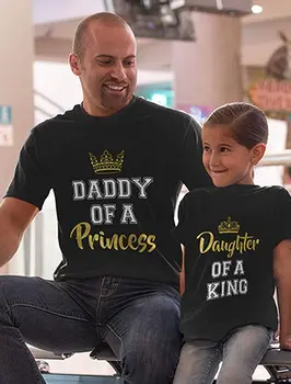 

Father & Daughter Family Metching Outfits Daddy and Daughter King and Princess T-Shirts Gift