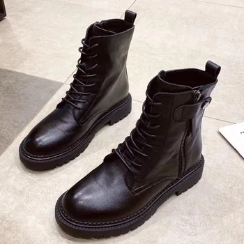 

boot women's new style in autumn 2020 with leather and leather, single shoes, children's thick sole ins