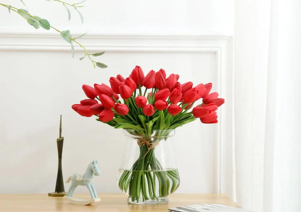 Fake PU Tulip Imitation Flower Tulip Of Artificial Home Decoration Flowers Multicolor Optional For Wedding Decoration JH148 (1)