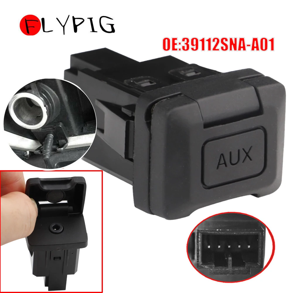 Car Auxiliary Input Jack Plastic Fits for Honda Civic 2006-2011 Audio Video 39112-SNA-A01 Compatibility Standard 3.5 mm | Автомобили и