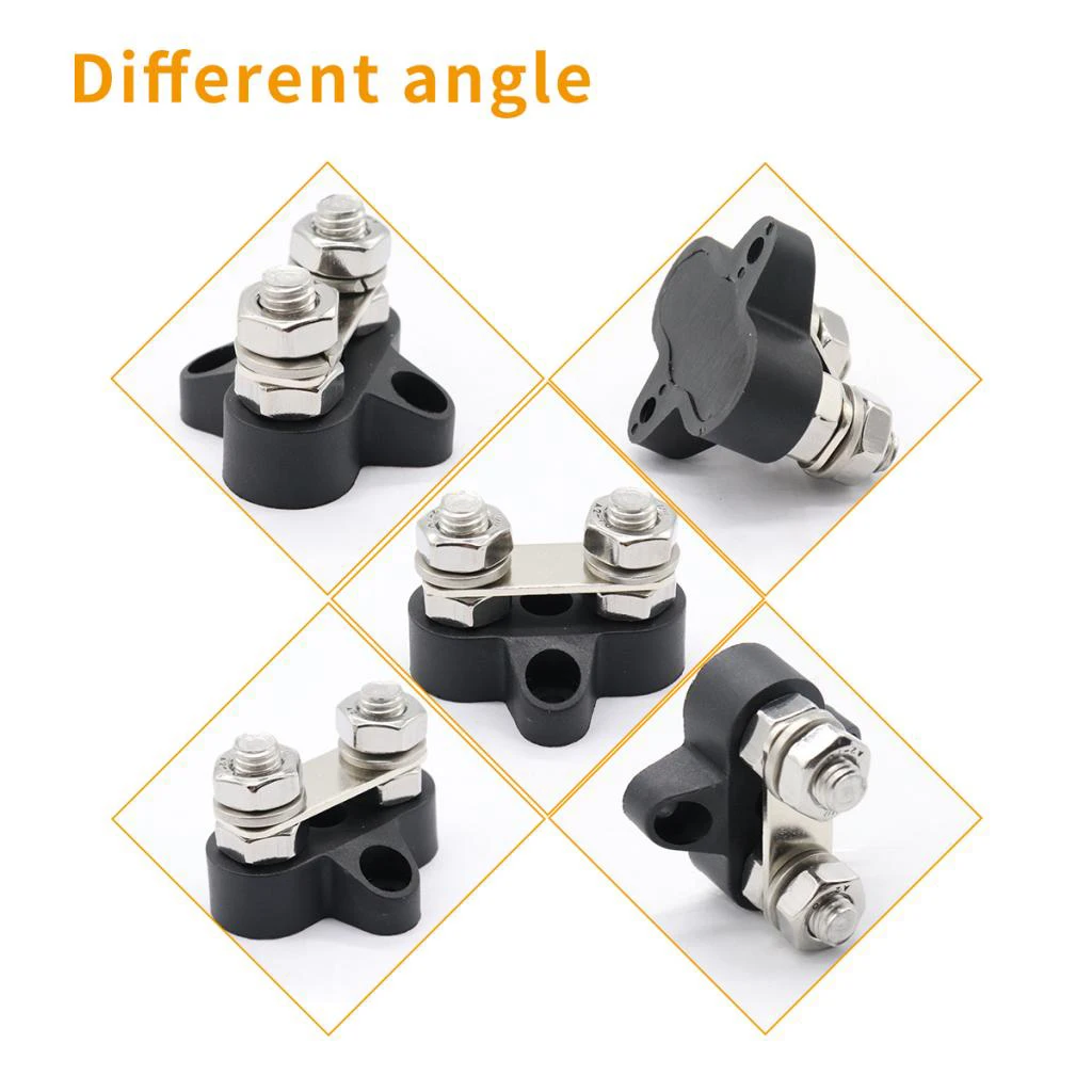 Car Bus Bar Terminal Block - M8 (5/16'') Power Distribution Block for Truck RV Boat, Heavy Duty Stainless Steel - Black